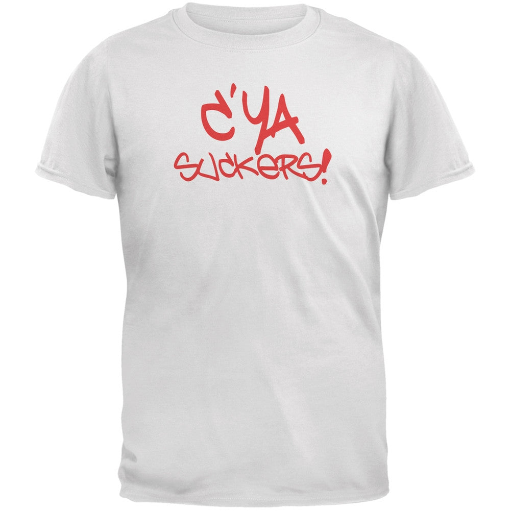 Graduation - C'Ya Suckers Funny White Adult T-Shirt Men's T-Shirts Old Glory 2XL White