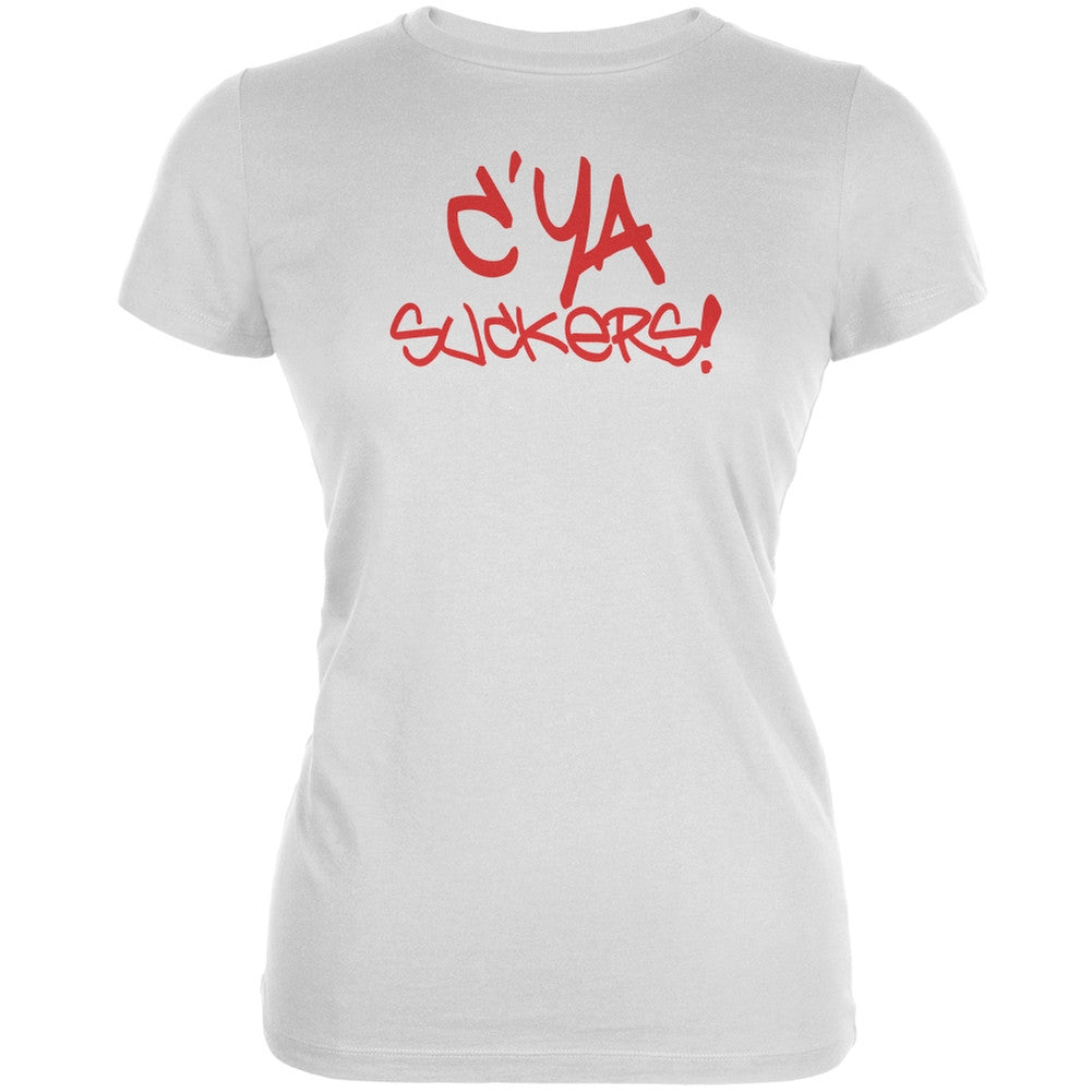 Graduation C'Ya Suckers Funny White Juniors Soft T-Shirt Juniors T-Shirts Old Glory 2XL White