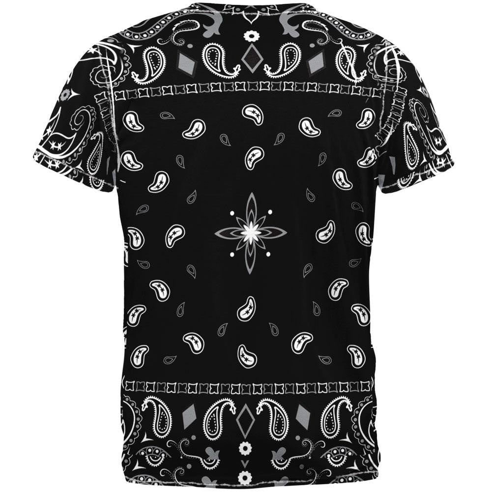 Black Bandana Pattern All Over Adult T-Shirt Men's T-Shirts Old Glory