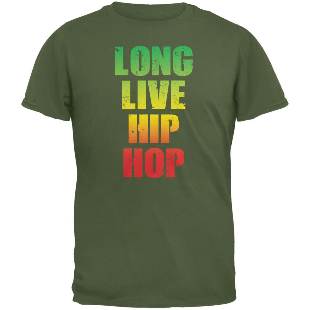 Long Live Hip Hop Military Green Adult T-Shirt Men's T-Shirts Old Glory SM Green
