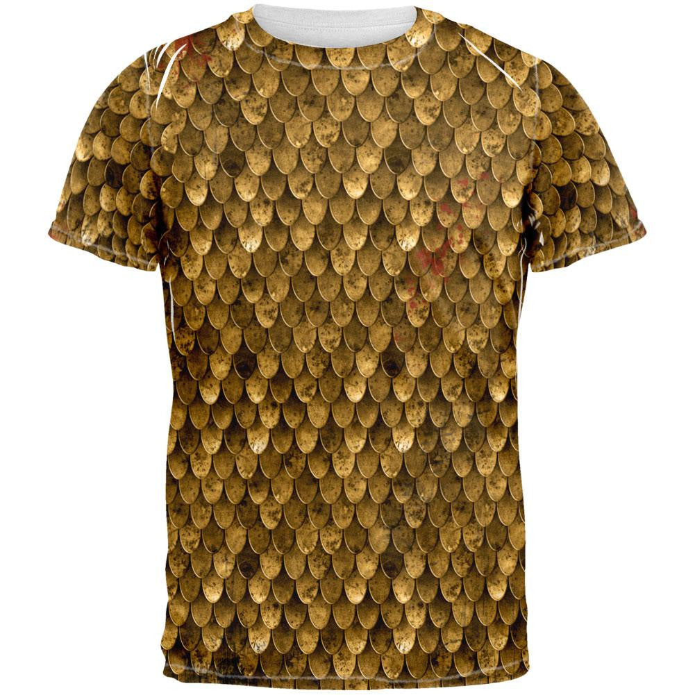 Bronze Scale Armor Costume All Over Adult T-Shirt Men's T-Shirts Old Glory 2XL Multi