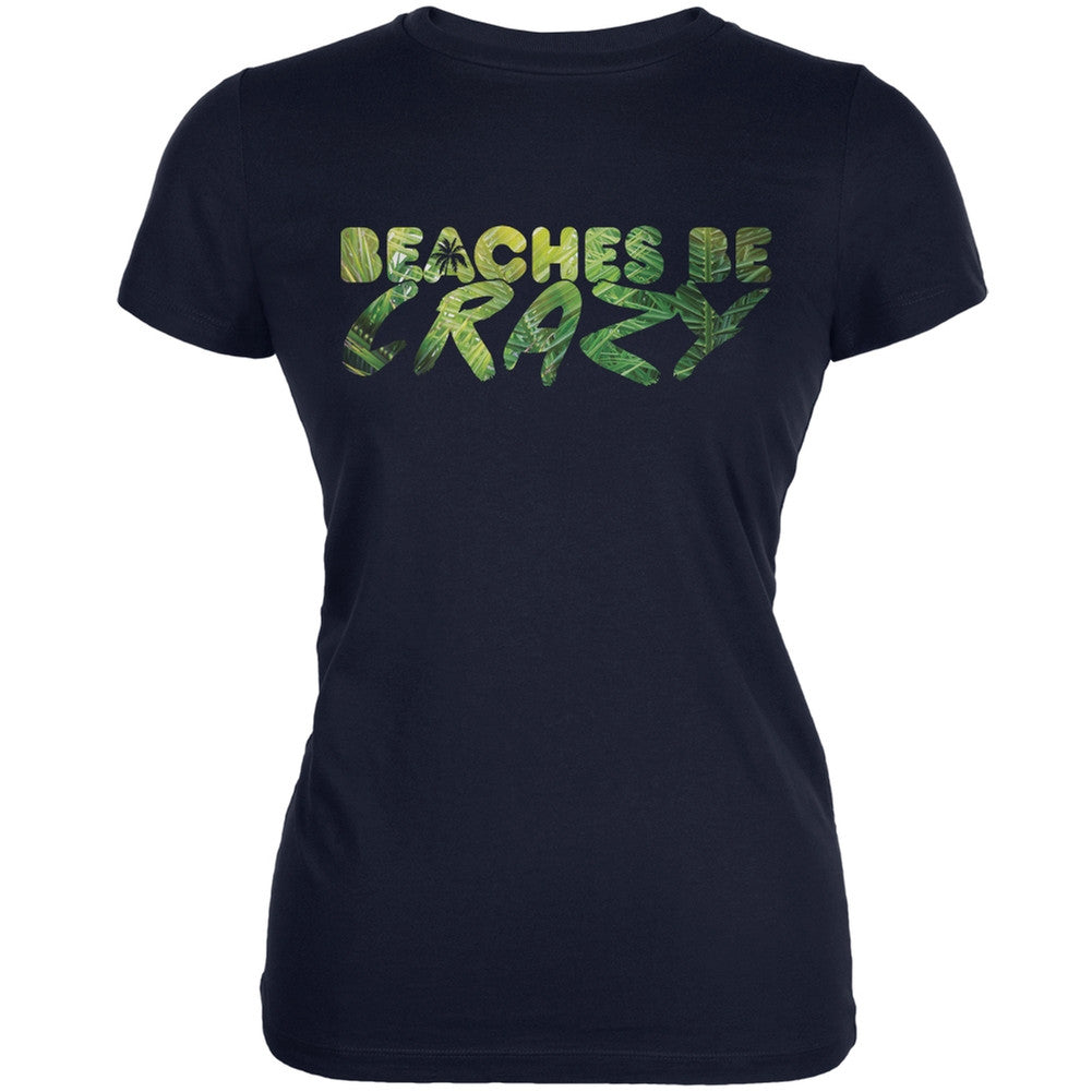 Beaches Be Crazy Navy Juniors Soft T-Shirt Juniors T-Shirts Old Glory 2XL Blue