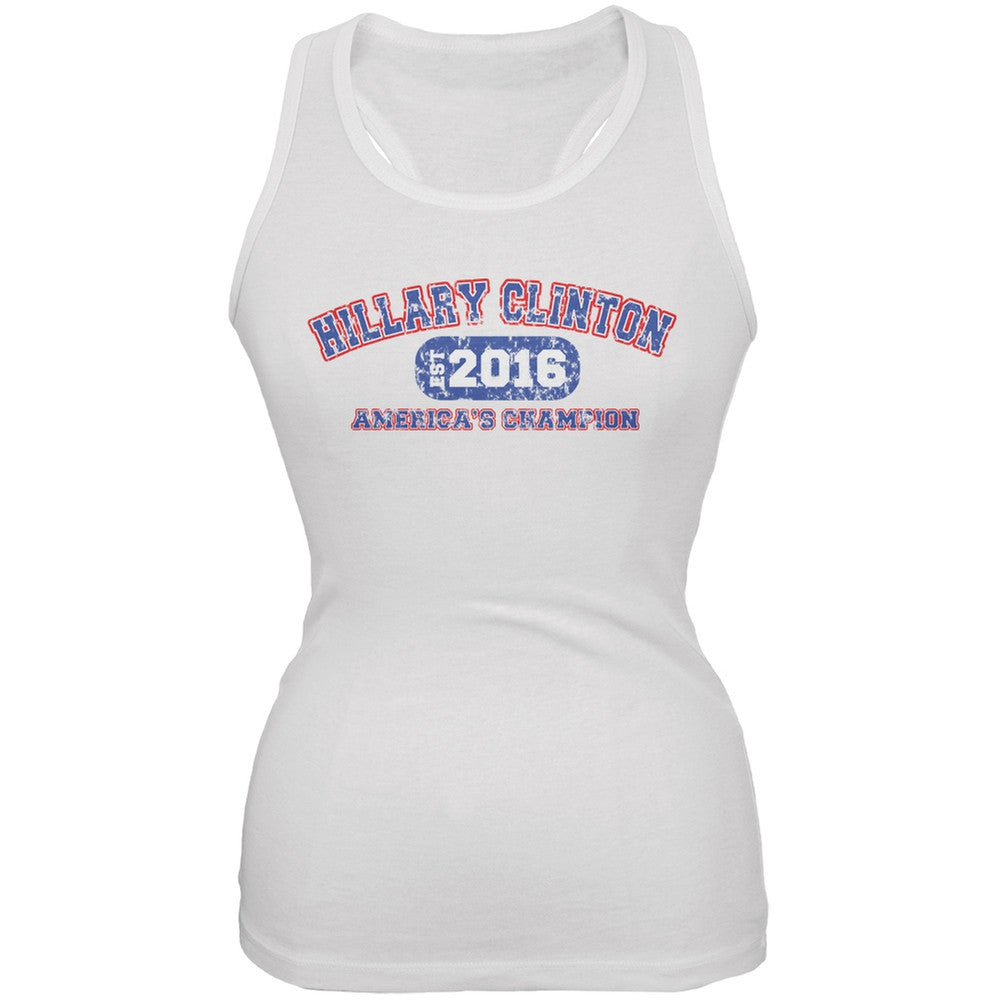 Election - Clinton America's Champion White Juniors Soft Tank Top Juniors Tank Tops Old Glory 2XL White