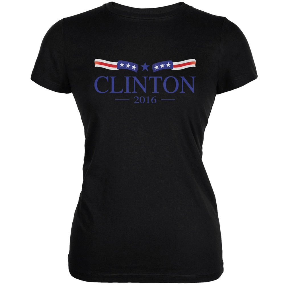 Election 2016 - Hillary Clinton Flag Black Juniors Soft T-Shirt Juniors T-Shirts Old Glory 2XL Black