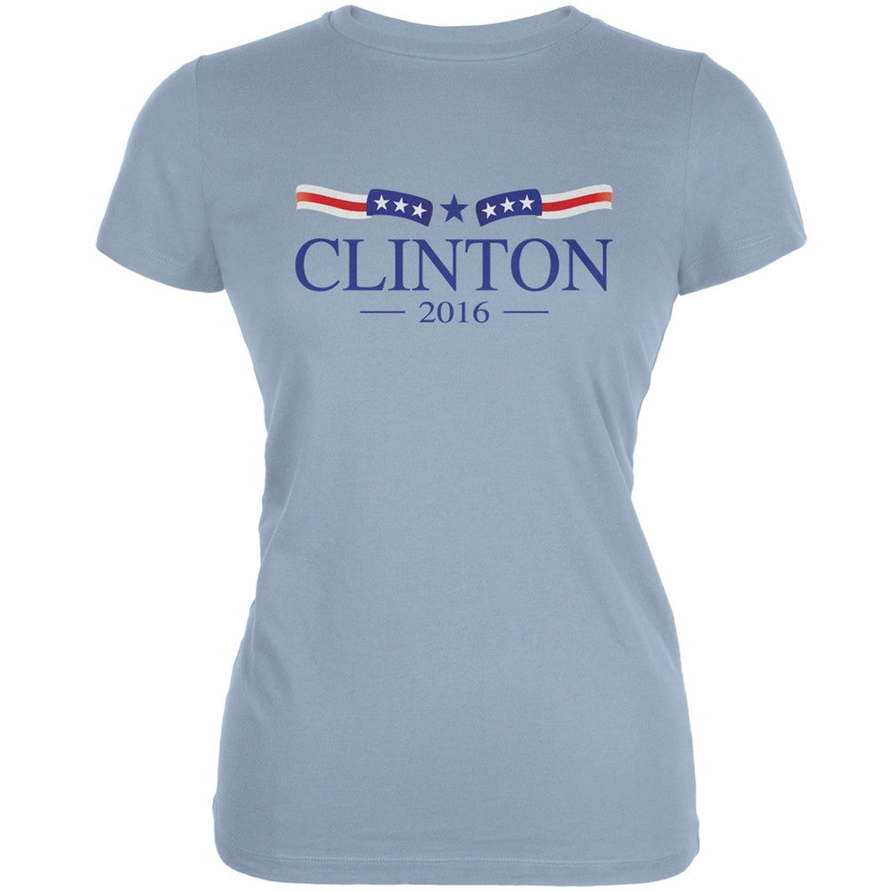 Election 2016 - Hillary Clinton Flag Light Blue Juniors Soft T-Shirt Juniors T-Shirts Old Glory 2XL Blue