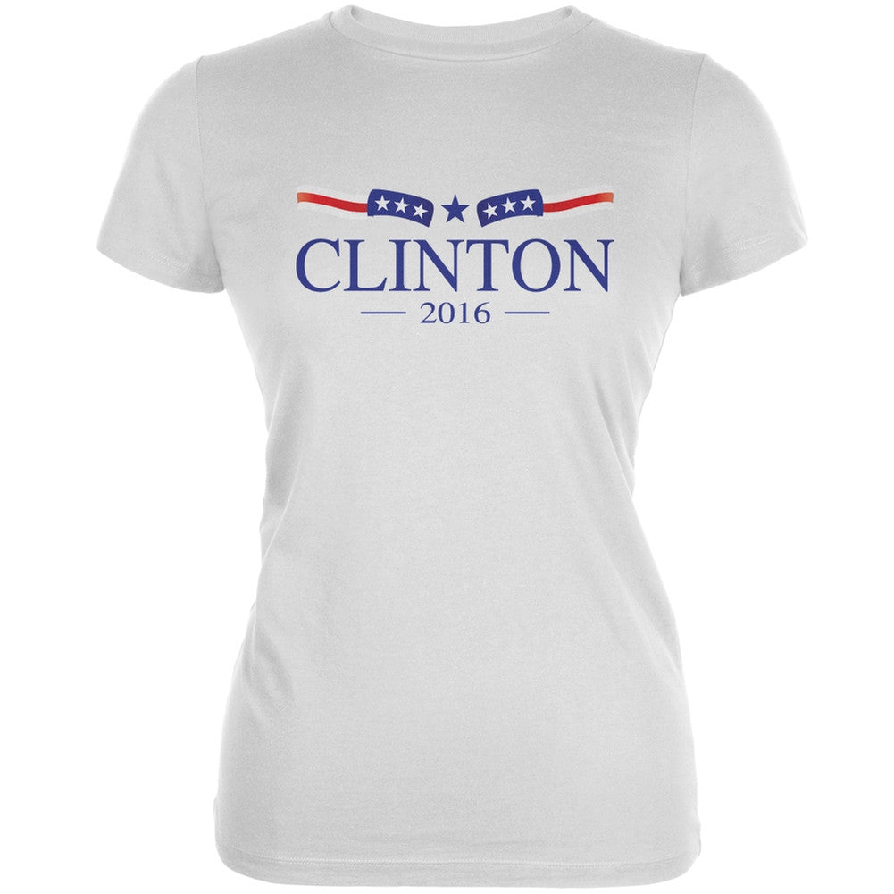Election 2016 - Hillary Clinton Flag White Juniors Soft T-Shirt Juniors T-Shirts Old Glory 2XL White