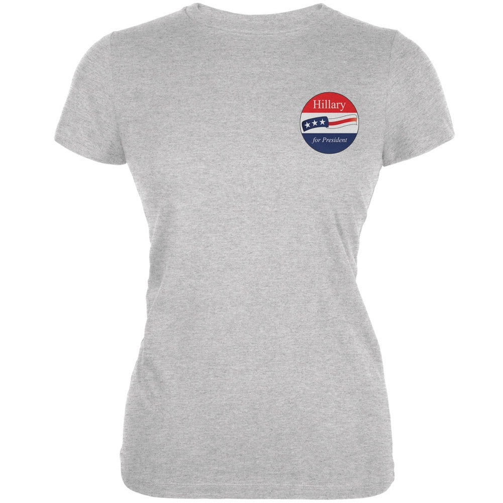 Election 2016 - Hillary Clinton for President Jersey Heather Grey Juniors Soft T-Shirt Juniors T-Shirts Old Glory 2XL Grey