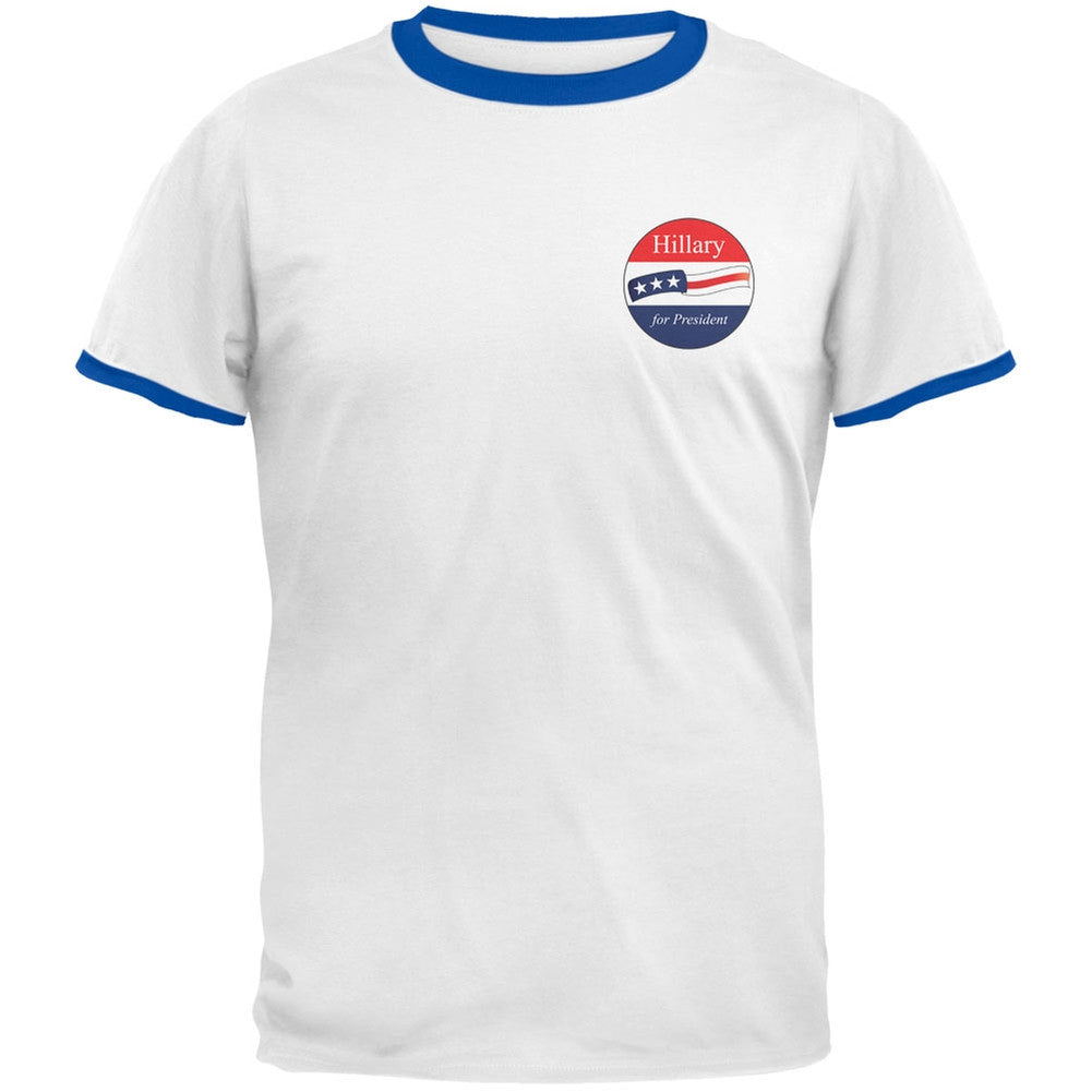 Election 2016 - Hillary Clinton for President Jersey White/Royal Men's Ringer T-Shirt Men's T-Shirts Old Glory 2XL Multi