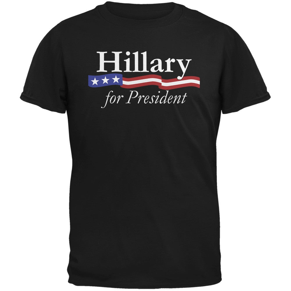 Election 2016 - Hillary Logo Black Adult T-Shirt Men's Long Sleeves Old Glory 2XL Black