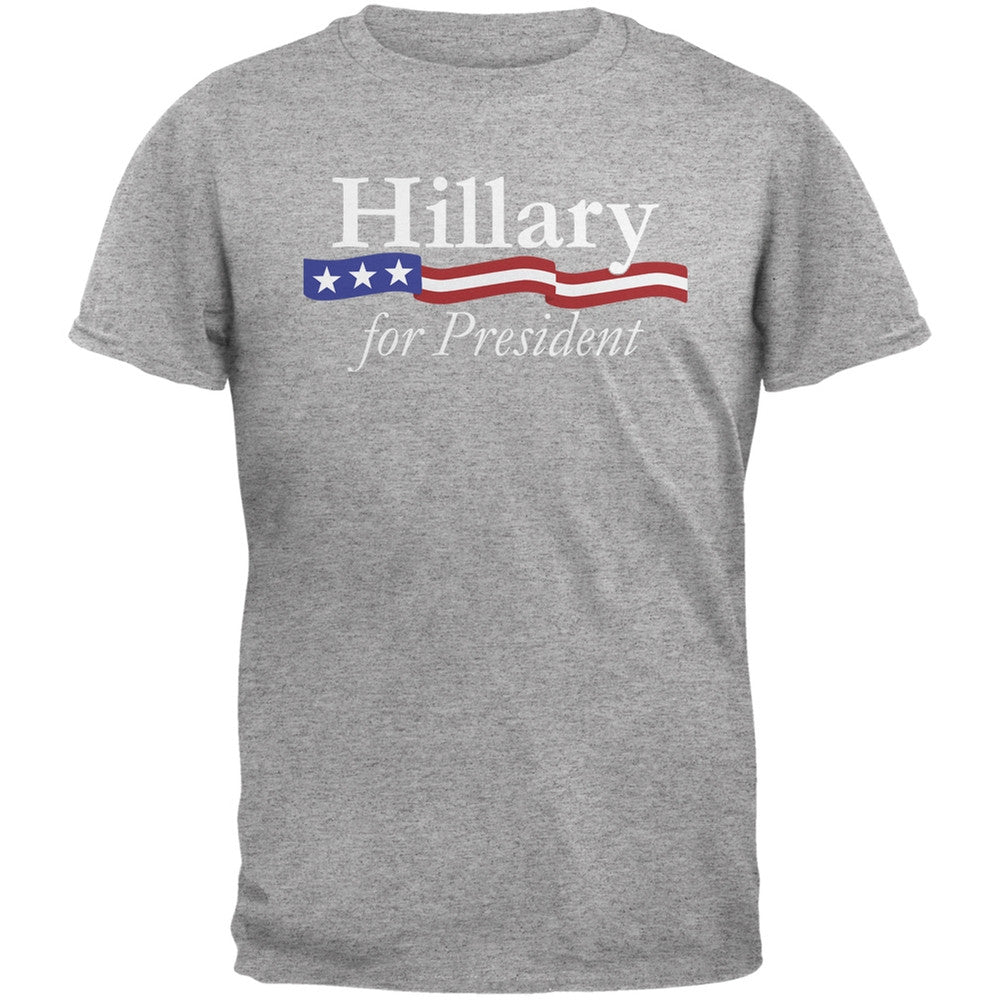 Election 2016 - Hillary Logo Heather Grey Adult T-Shirt Men's T-Shirts Old Glory 2XL Grey