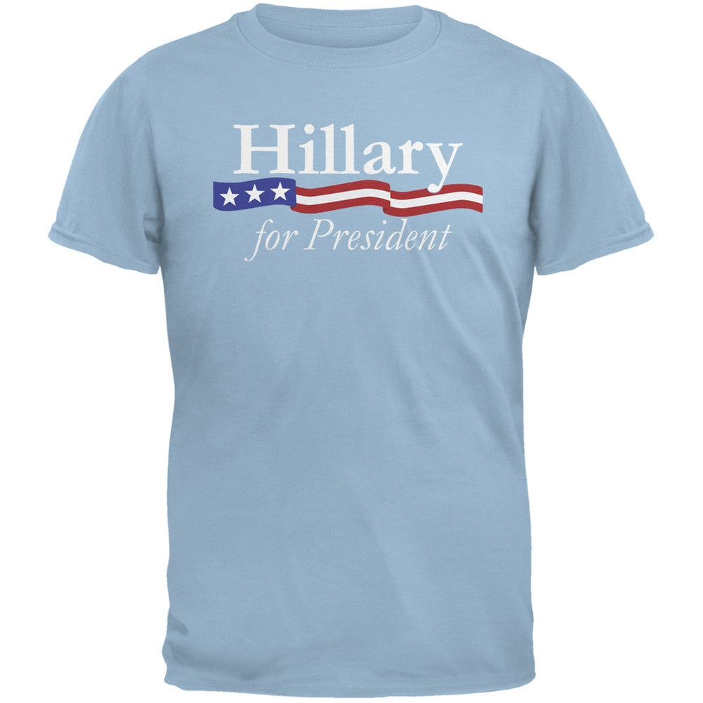 Election 2016 - Hillary Logo Light Blue Adult T-Shirt Men's T-Shirts Old Glory 2XL Blue