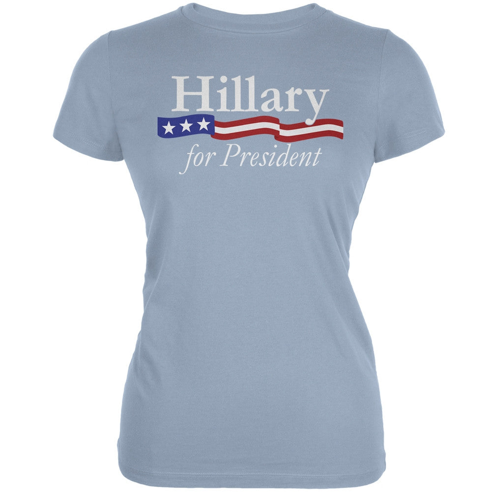 Election 2016 - Hillary Logo Light Blue Juniors Soft T-Shirt Juniors T-Shirts Old Glory 2XL Blue