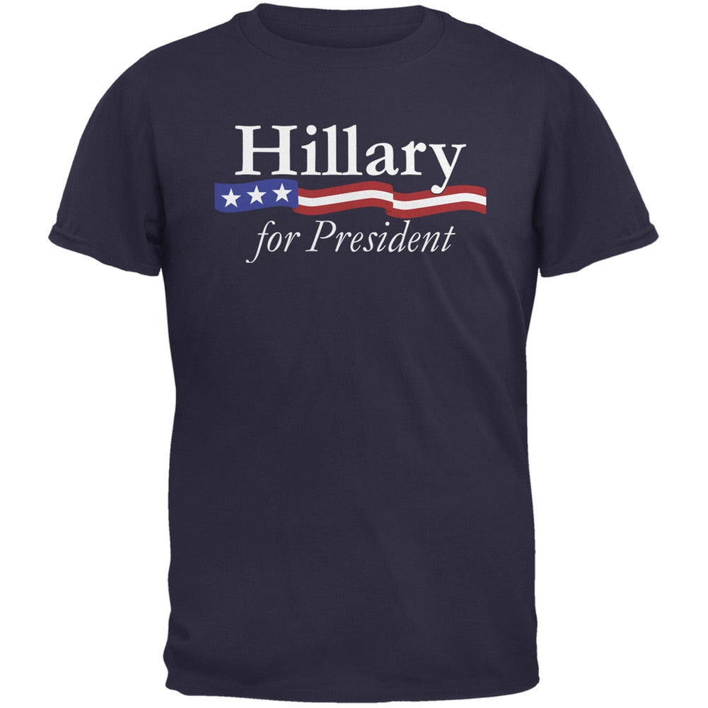 Election 2016 - Hillary Logo Navy Adult T-Shirt Men's T-Shirts Old Glory 2XL Blue