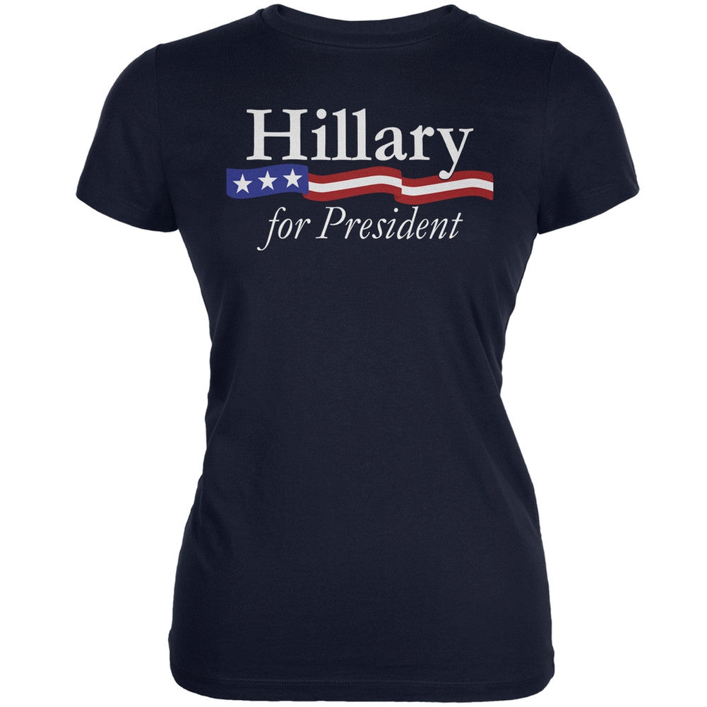 Election 2016 - Hillary Logo Navy Juniors Soft T-Shirt Juniors T-Shirts Old Glory 2XL Blue