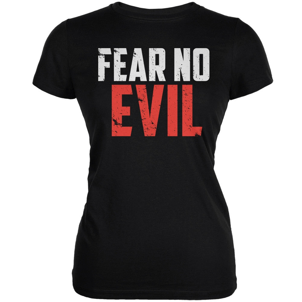 Fear No Evil Black Juniors Soft T-Shirt Juniors T-Shirts Old Glory 2XL Black