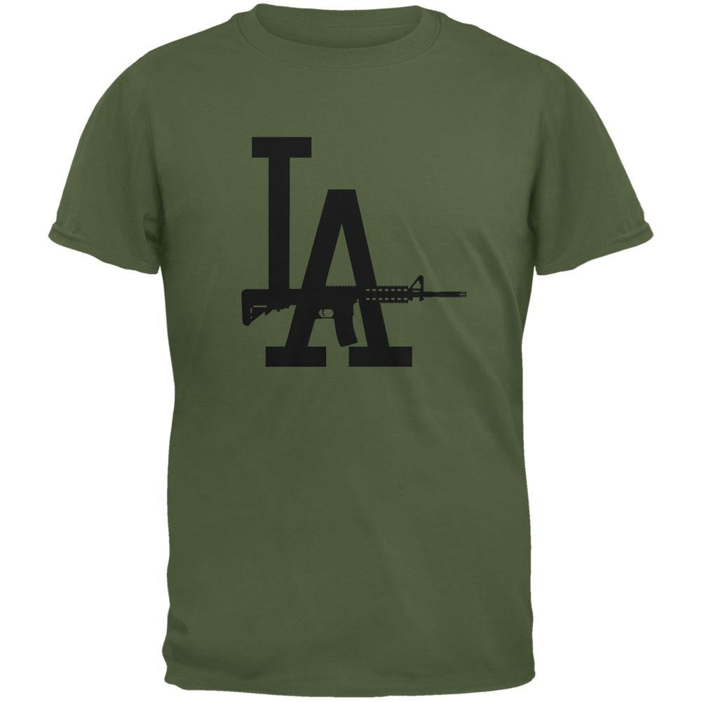 LA AR15 Military Green Adult T-Shirt Men's T-Shirts Old Glory 2XL Green
