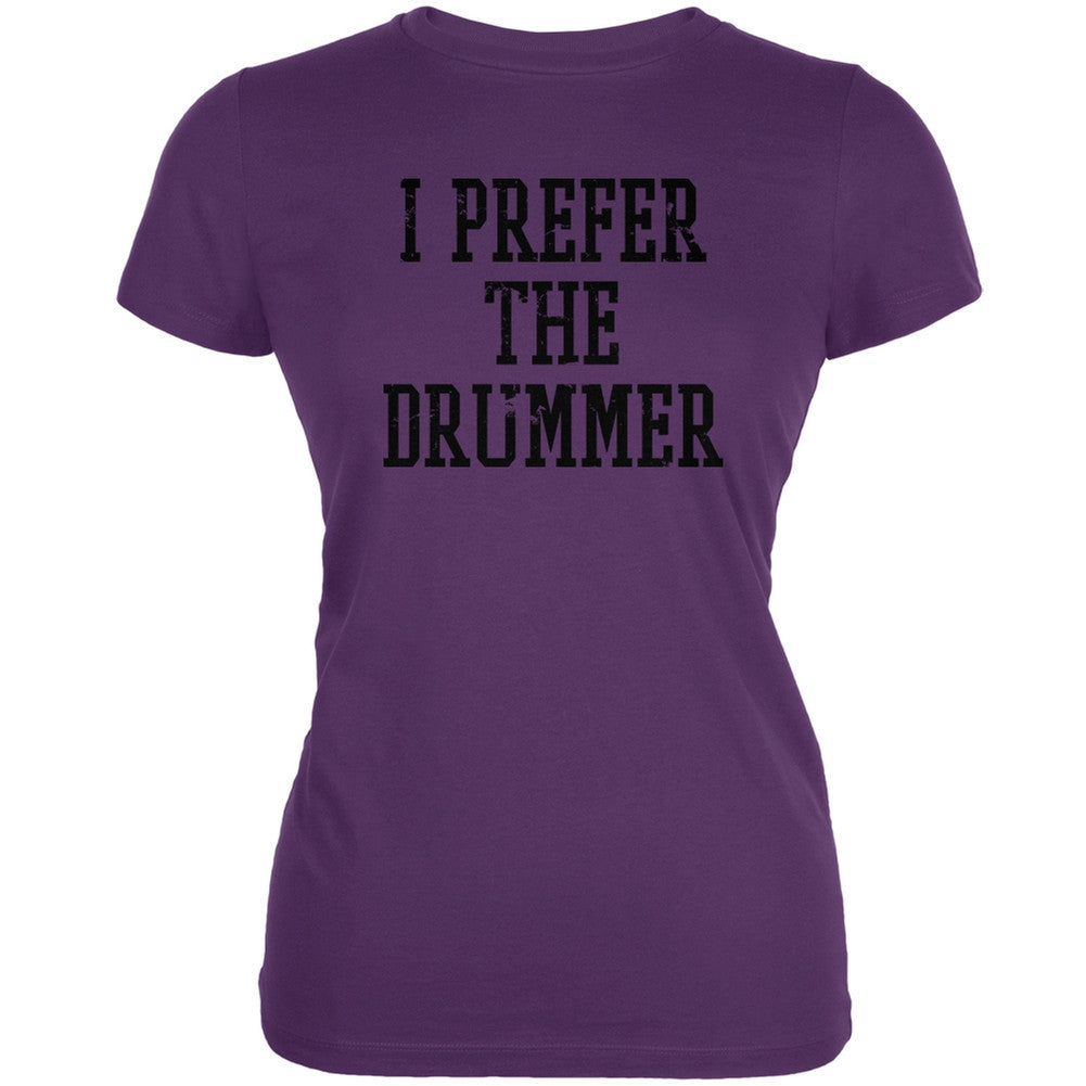 I Prefer The Drummer Purple Juniors Soft T-Shirt Juniors T-Shirts Old Glory 2XL Purple