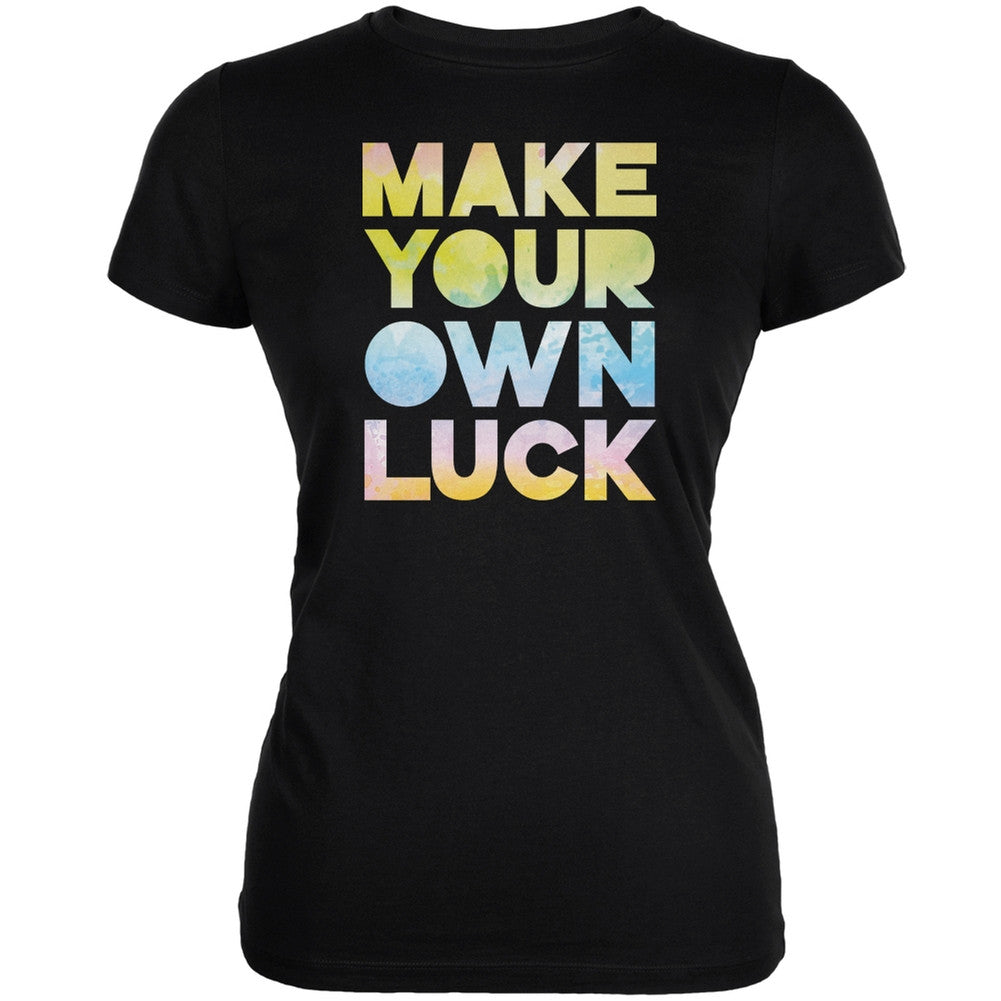 Make Your Own Luck Black Juniors Soft T-Shirt Juniors T-Shirts Old Glory 2XL Black