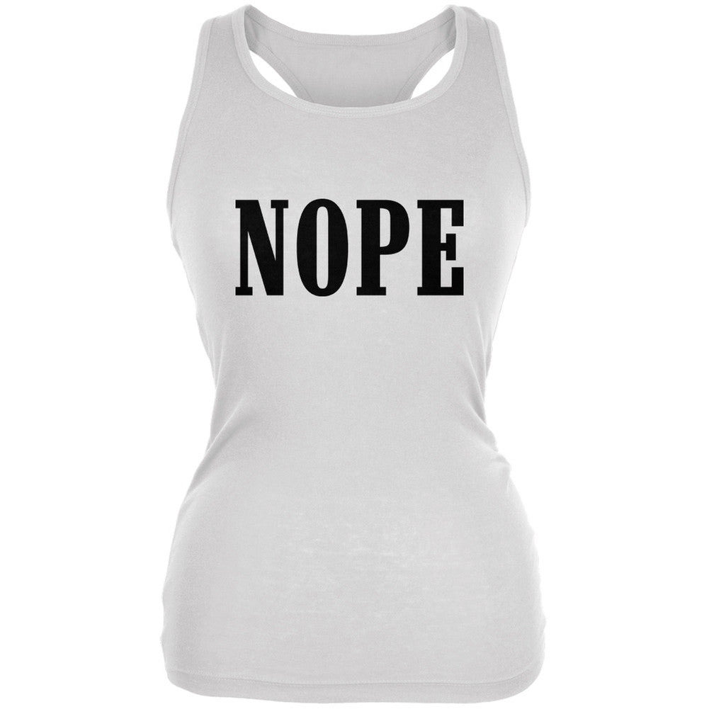 NOPE White Juniors Soft Tank Top Juniors Tank Tops Old Glory 2XL White