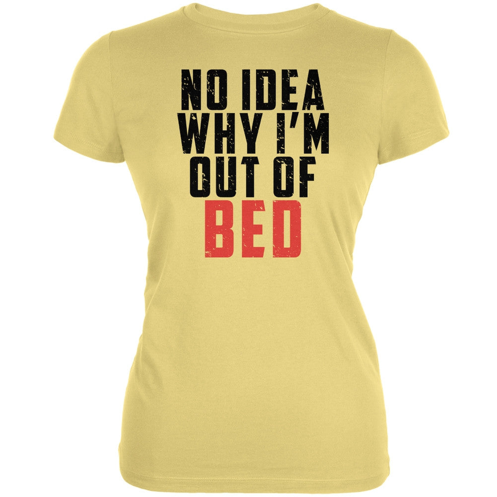 Out Of Bed Yellow Juniors Soft T-Shirt Juniors T-Shirts Old Glory LG Yellow