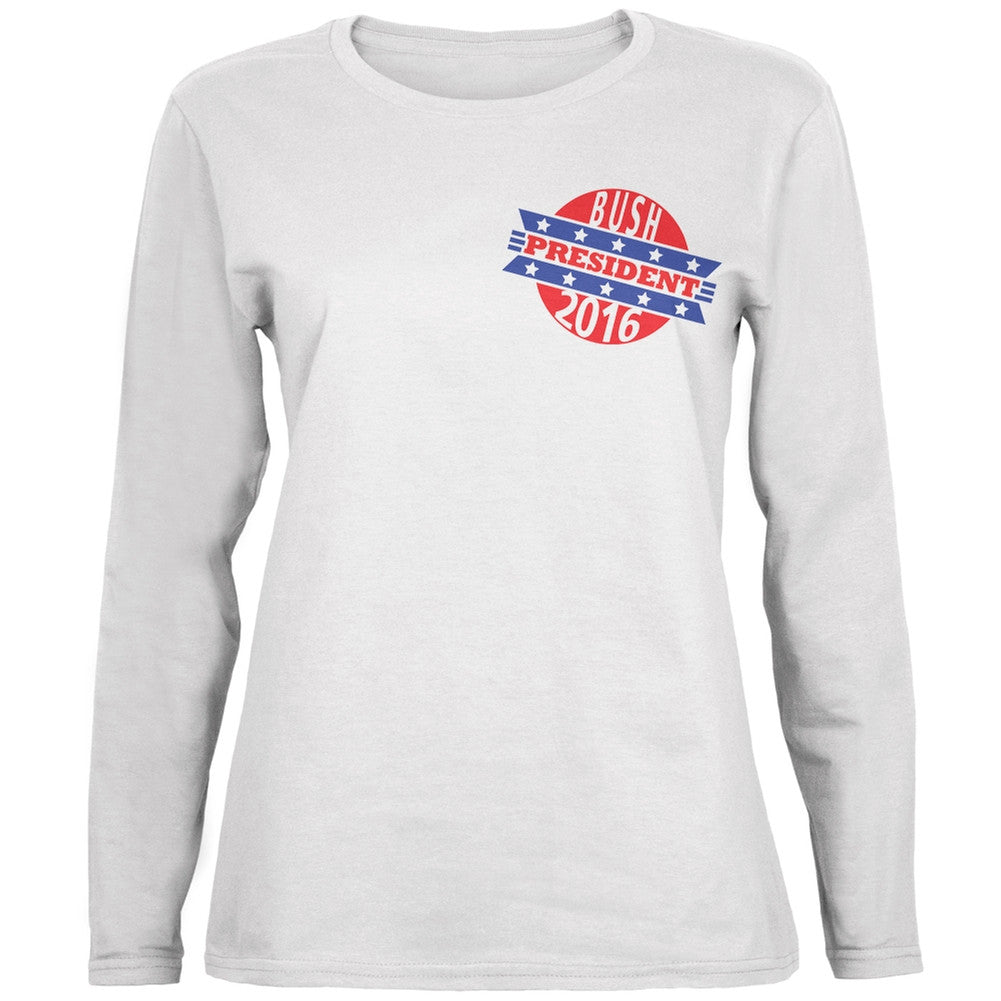 Election 2016 Bush President Retro White Ladies Long Sleeve T-Shirt Women's Long Sleeves Old Glory 2XL White