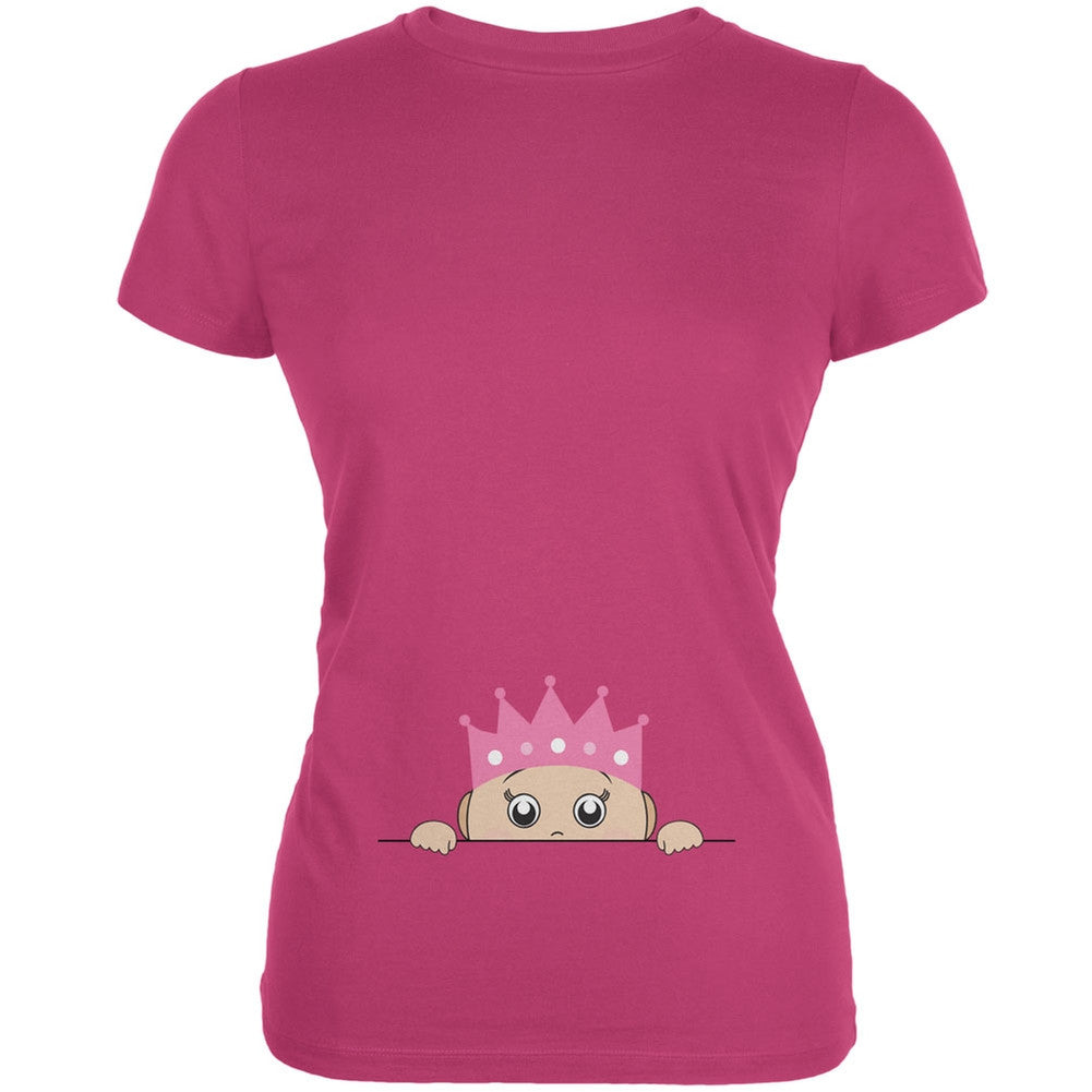 Peeking Baby My Little Princess Berry Pink Juniors Soft T-Shirt Juniors T-Shirts Old Glory 2XL Pink