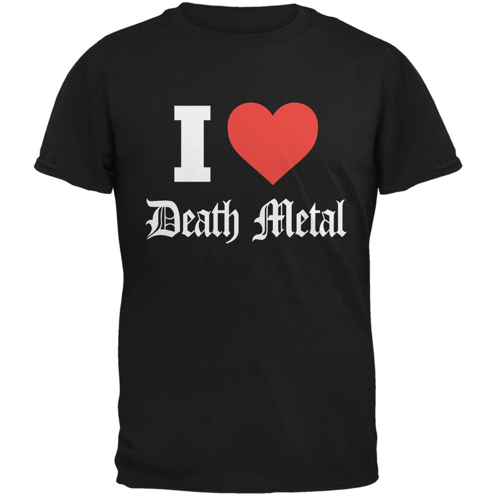 I Heart Death Metal Black Adult T-Shirt Men's T-Shirts Old Glory 2XL Black