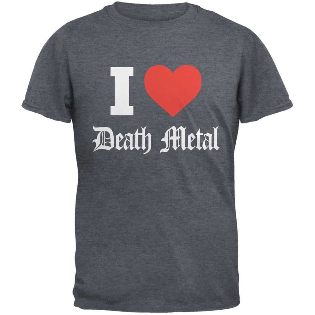 I Heart Death Metal Dark Heather Adult T-Shirt Men's T-Shirts Old Glory 2XL Grey