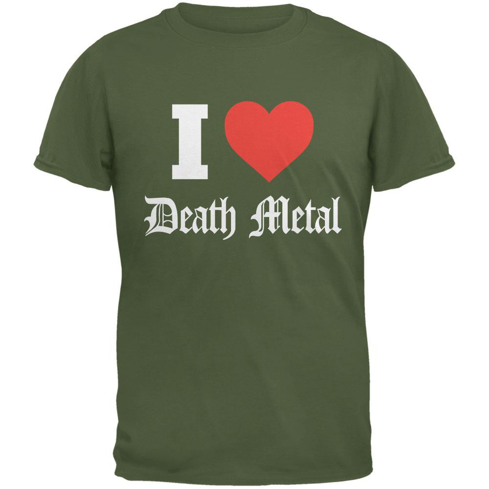 I Heart Death Metal Military Green Adult T-Shirt Men's T-Shirts Old Glory 2XL Green