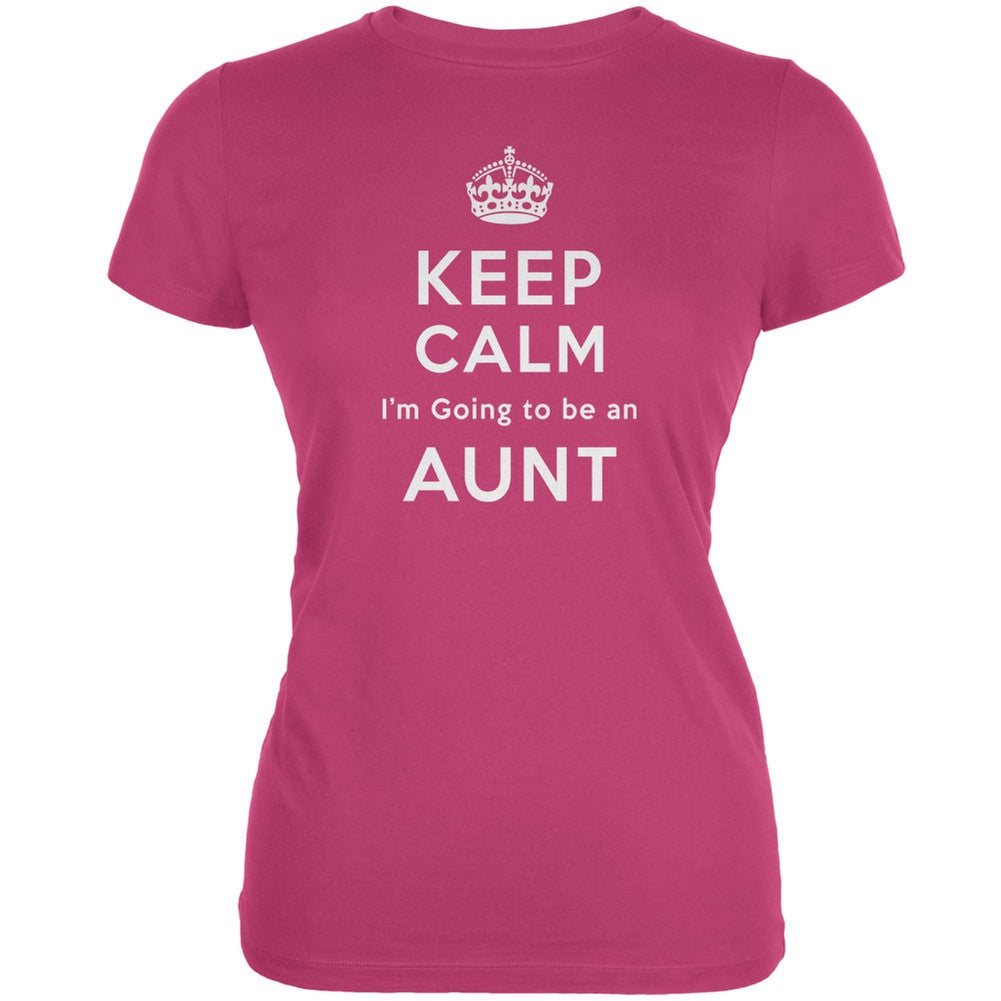 Keep Calm Going to be Aunt Berry Pink Juniors Soft T-Shirt Juniors T-Shirts Old Glory 2XL Pink