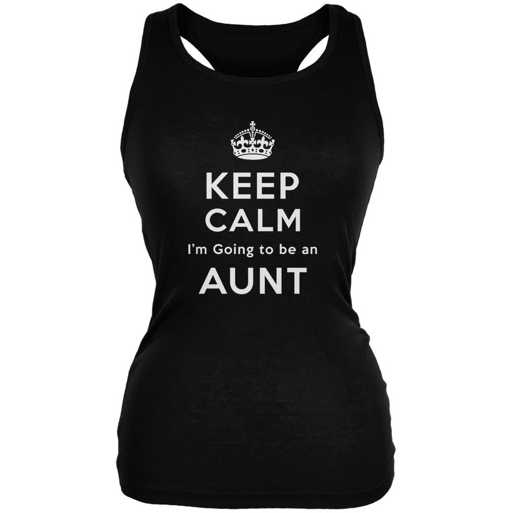 Keep Calm Going to be Aunt Black Juniors Soft Tank Top Juniors Tank Tops Old Glory 2XL Black