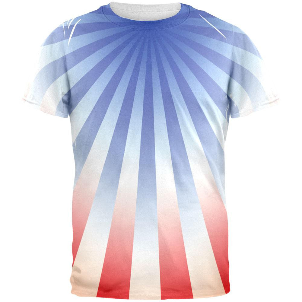 4th of July Patriot Starburst All Over Adult T-Shirt Men's T-Shirts Old Glory 2XL Multi