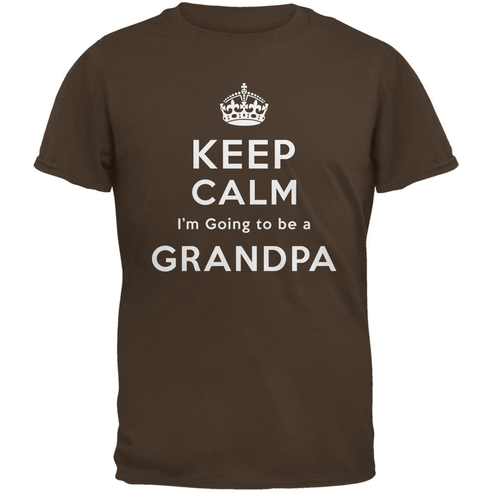 Keep Calm Going to be Grandpa Brown Adult T-Shirt Men's T-Shirts Old Glory 2XL Brown