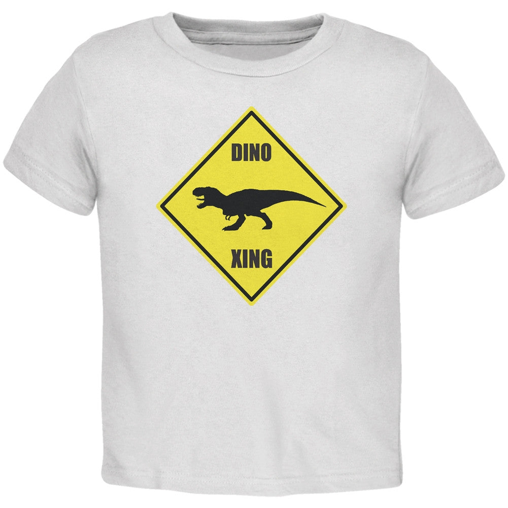 Dino Crossing White Toddler T-Shirt Toddler T-Shirts Old Glory 2T White