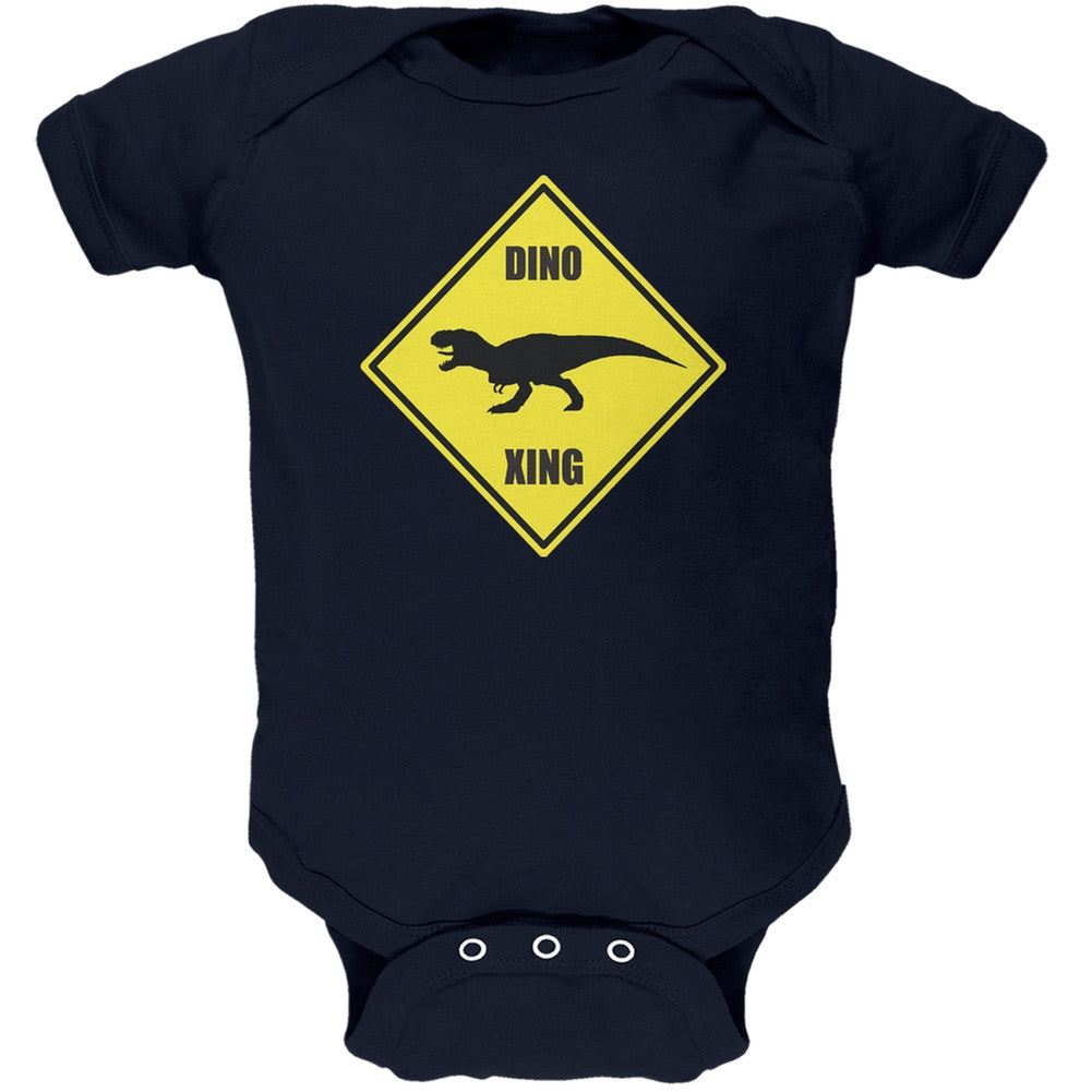 Dino Crossing Navy Soft Baby One Piece Baby One Piece Old Glory 0-3M Blue