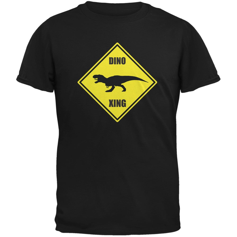 Dino Crossing Black Adult T-Shirt Men's T-Shirts Old Glory 2XL Black