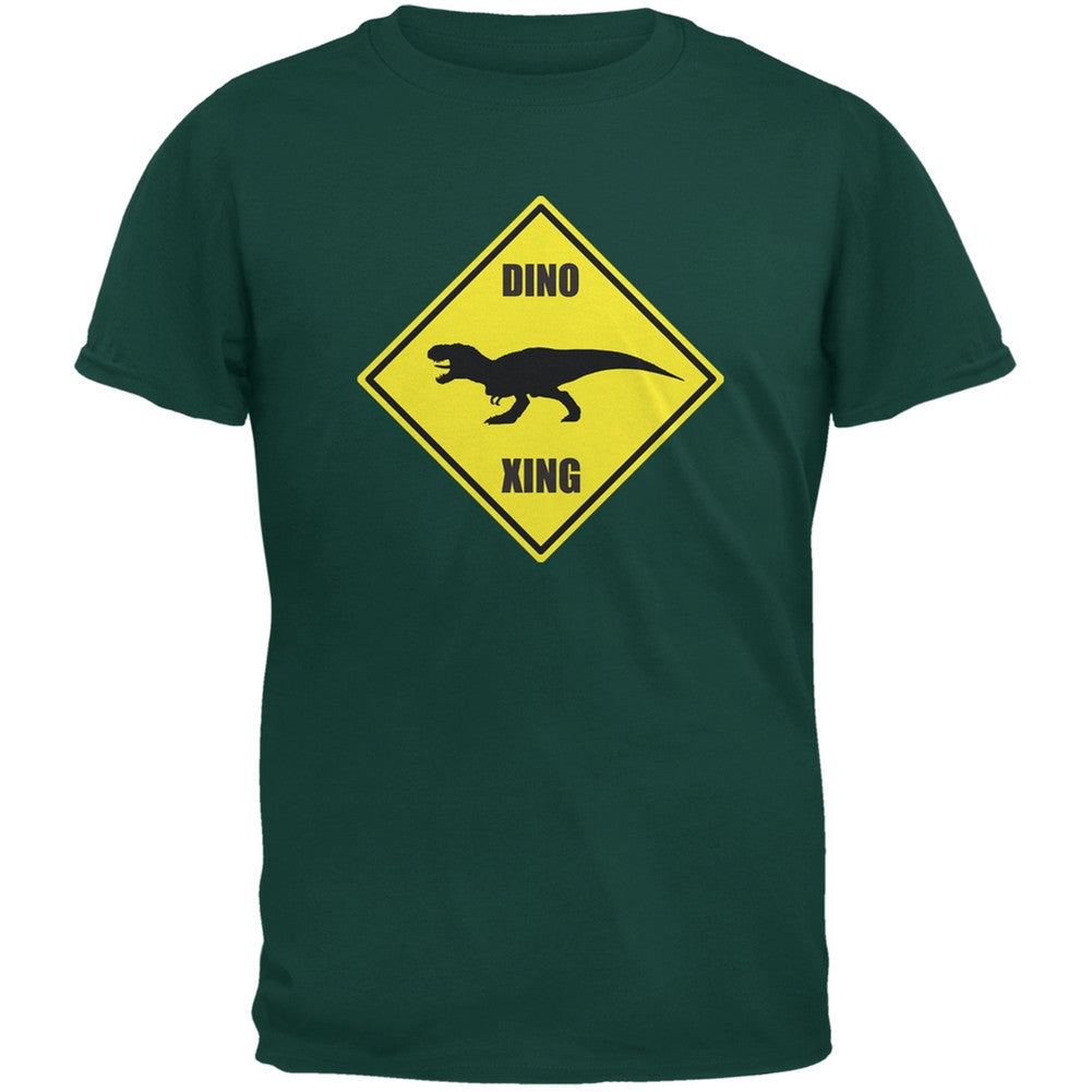 Dino Crossing Forest Green Adult T-Shirt Men's T-Shirts Old Glory 2XL Green