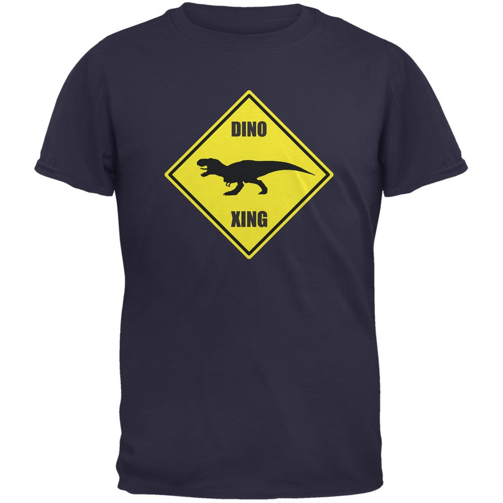 Dino Crossing Navy Adult T-Shirt Men's T-Shirts Old Glory 2XL Blue