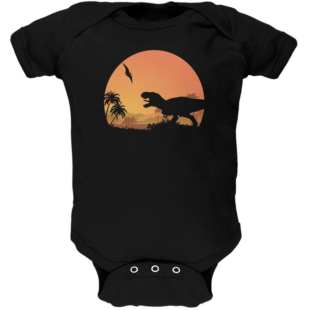 Jurassic Scape Black Soft Baby One Piece Baby One Piece Old Glory 0-3M Black