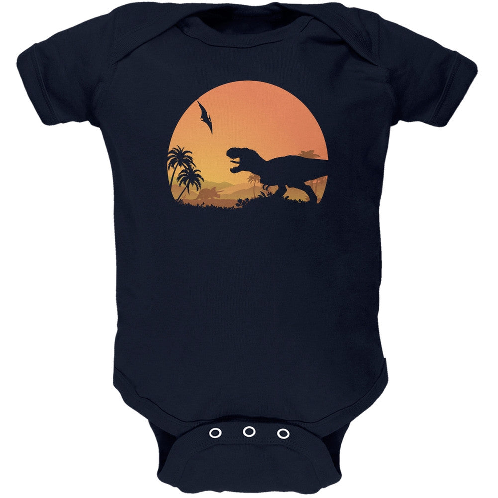 Jurassic Scape Navy Soft Baby One Piece Baby One Piece Old Glory 0-3M Blue