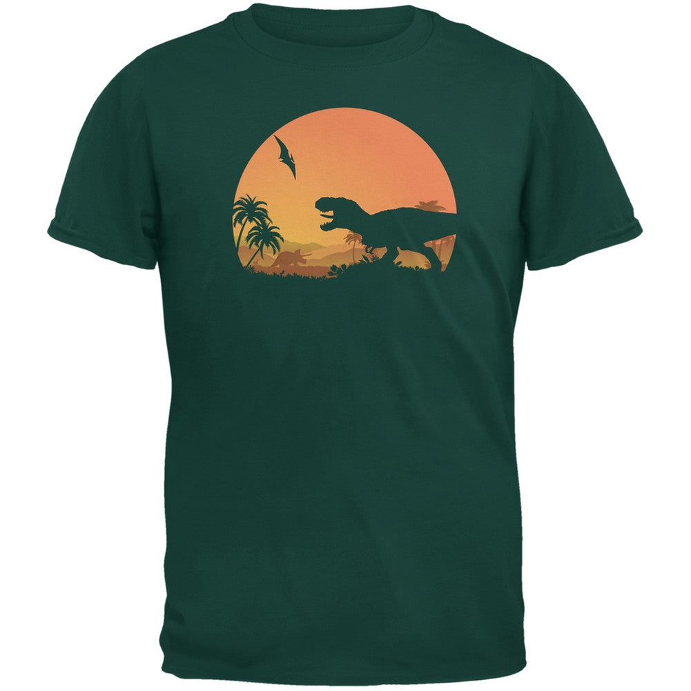 Jurassic Scape Forest Green Adult T-Shirt Men's T-Shirts Old Glory 2XL Green