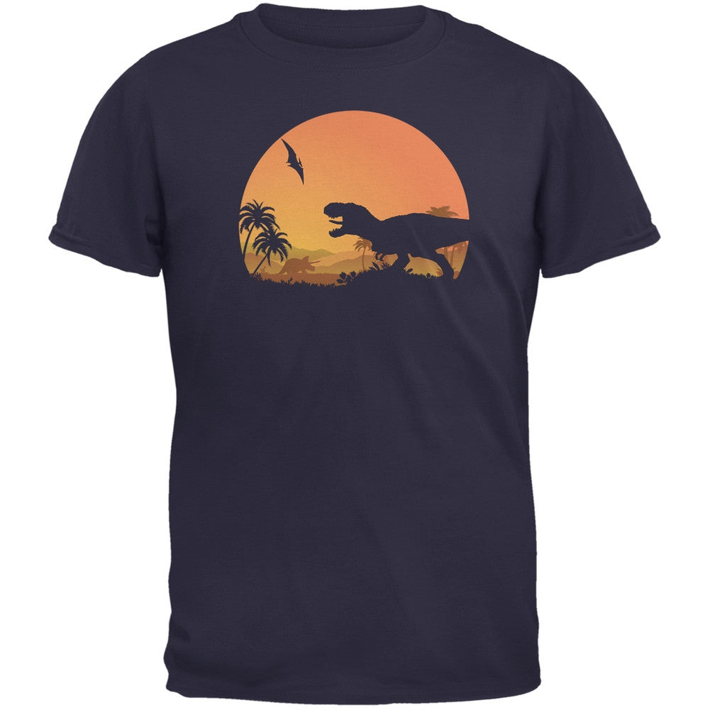 Jurassic Scape Navy Adult T-Shirt Men's T-Shirts Old Glory 2XL Blue