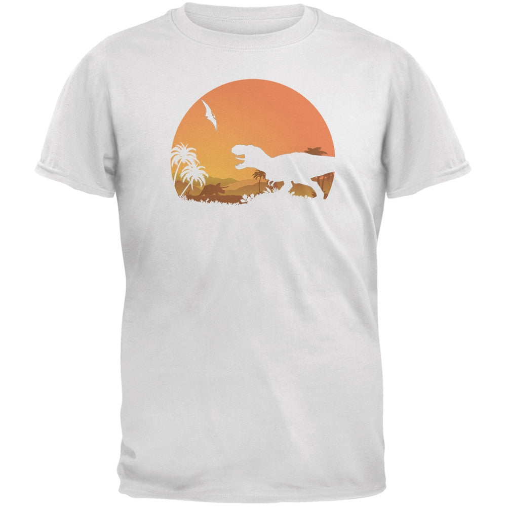 Jurassic Scape White Adult T-Shirt Men's T-Shirts Old Glory 2XL White