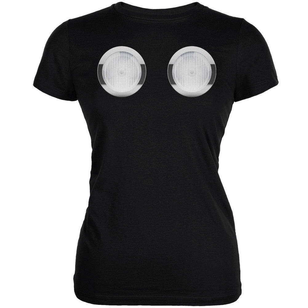 Classic Headlights Funny Black Juniors Soft T-Shirt Juniors T-Shirts Old Glory 2XL Black