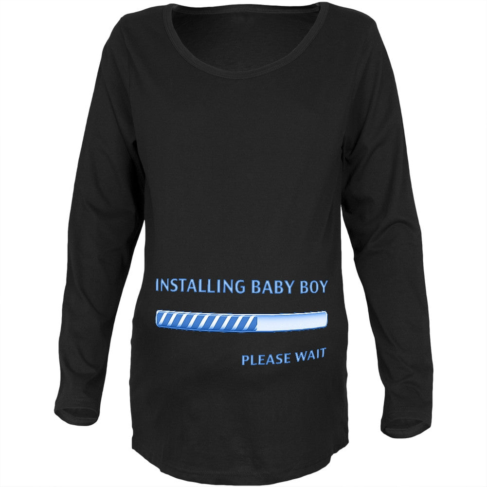 Installing Baby Boy Funny Black Maternity Soft Long Sleeve T-Shirt Maternity T-Shirts Old Glory 2XL Black
