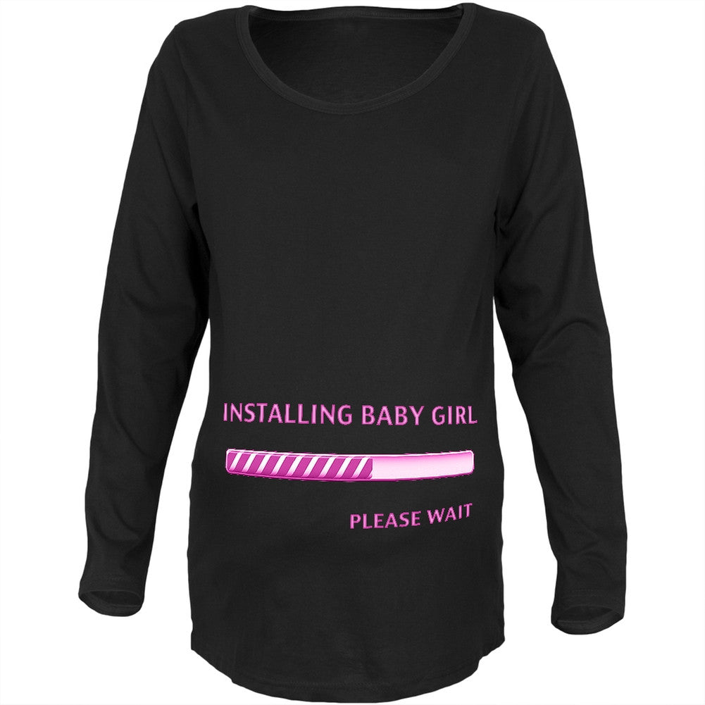 Installing Baby Girl Funny Black Maternity Soft Long Sleeve T-Shirt Maternity T-Shirts Old Glory 2XL Black