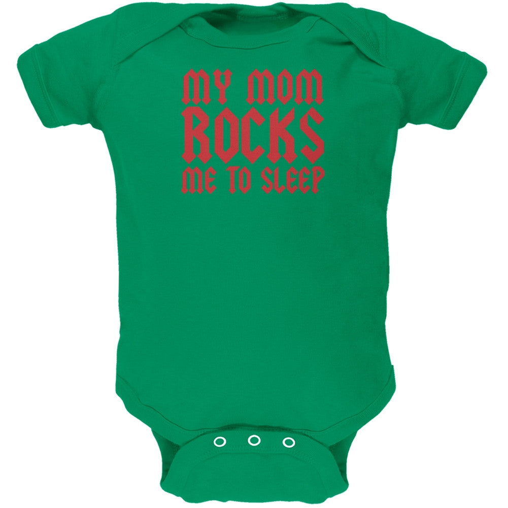 Mom Rocks Me to Sleep Funny Kelly Green Soft Baby One Piece Baby One Piece Old Glory 0-3M Green