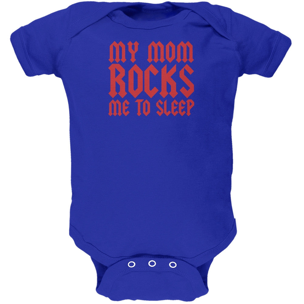 Mom Rocks Me to Sleep Funny Royal Soft Baby One Piece Baby One Piece Old Glory 0-3M Blue