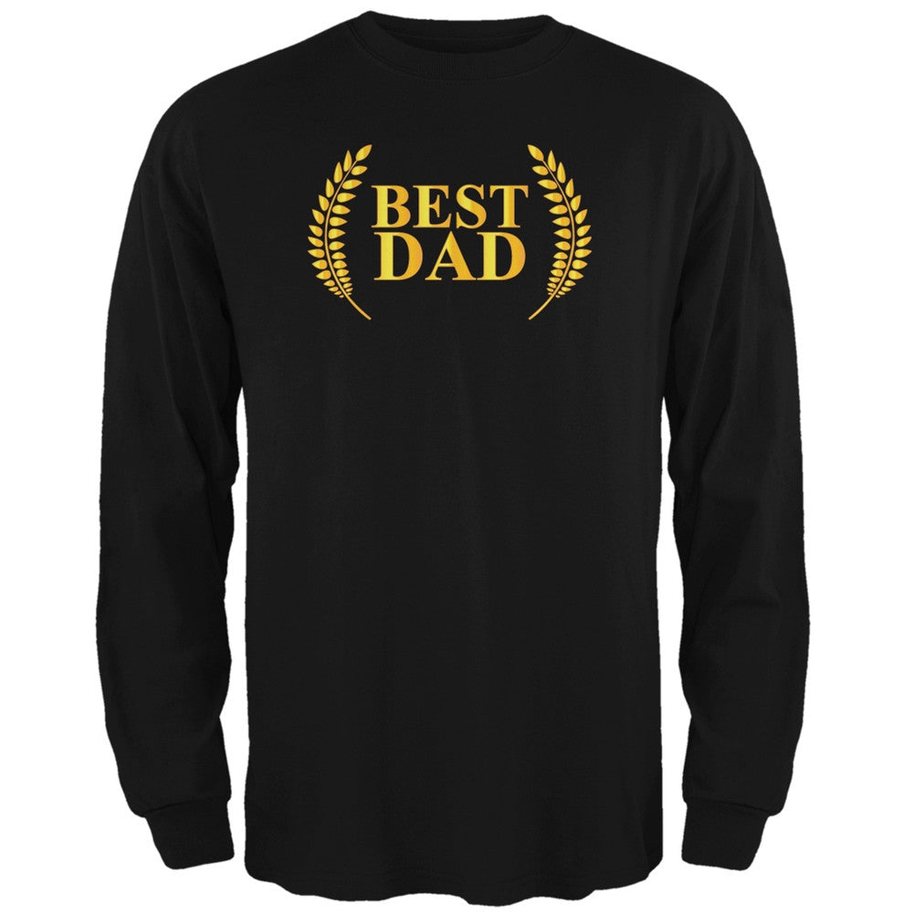Fathers Day - Best Dad Laurel Black Adult Long Sleeve T-Shirt Men's Long Sleeves Old Glory 2XL Black