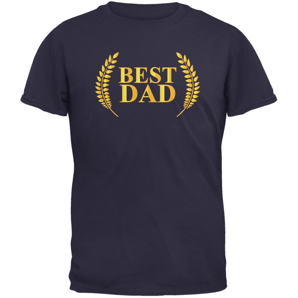 Fathers Day - Best Dad Laurel Navy Adult T-Shirt Men's T-Shirts Old Glory 2XL Blue